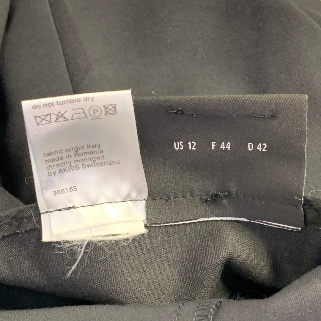 AKRIS Size 12 Black Cotton Blend Side Zipper Dress Pants