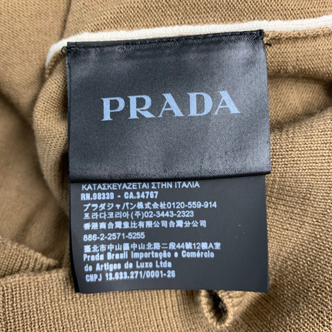 PRADA Taille L Polo boutonné en laine tricotée beige beige