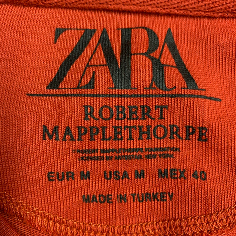 ZARA x ROBERT MAPPLETHORPE Size M Red Orange Print Cotton Crew Neck T-shirt