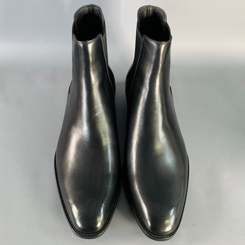 SAINT LAURENT Size 11.5 Black Leather Ankle Chelsea Boots