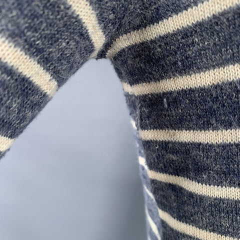 J.CREW Size L Grey Cream Stripe Wool Alpaca Crew Neck Pullover