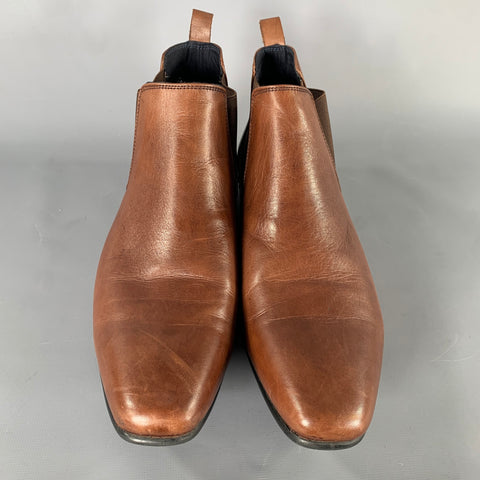 DROVER Size 12 Brown Leather Square Toe Boots