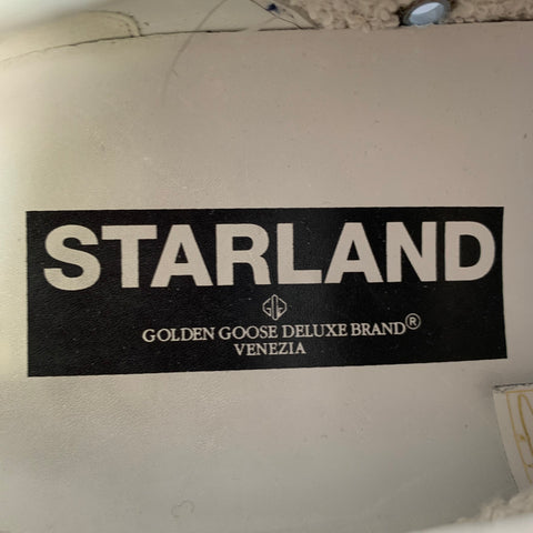 GOLDEN GOOSE STARLAND Size 11 Blue Grey Brown Color Block Canvas Suede Low Top Sneakers