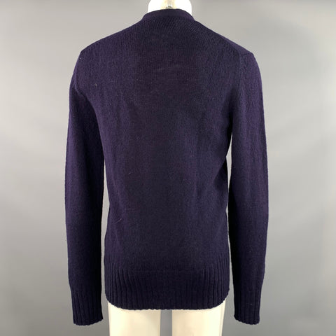 GUCCI Size S Navy Knit Wool Ribbed Cardigan
