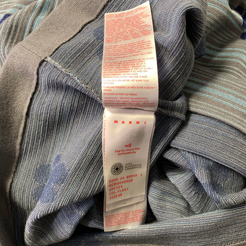 MARNI Size M Grey Blue Floral Cotton Crew Neck Pullover