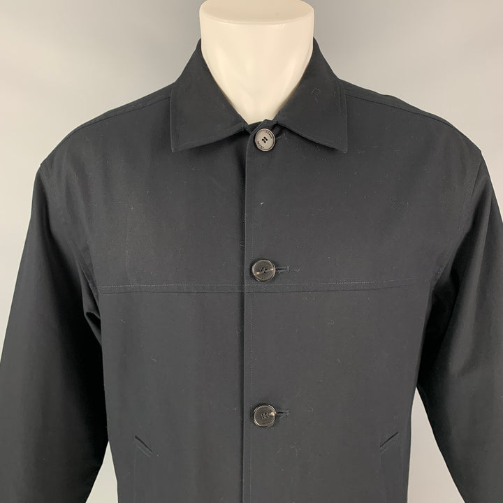 FRAME Size M Navy Blue Cotton Zip Sport Coat