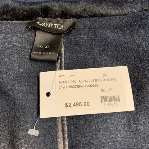 AVANT TOI Size XL Navy Black Ombre Alpaca Notch Lapel Jacket