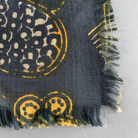 DRIES VAN NOTEN Black Yellow Abstract Silk Pocket Square