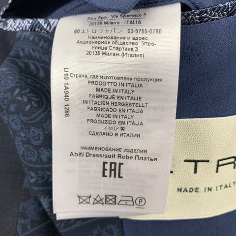 ETRO Chest Size 42 Navy Checkered Wool Blend Notch Lapel Sport Coat