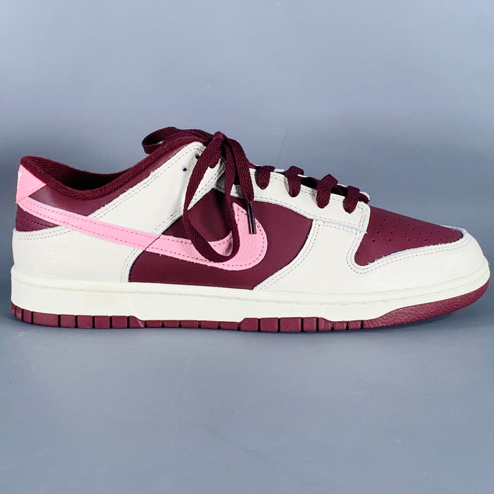 NIKE 2023 Size 11.5 Dunk Low Burgundy Cream Leather Low Top Sneakers