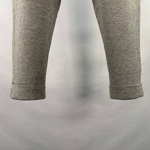 CHARLIE Size M Grey Heather Viscose Blend Pleated Cuffed Tapered Casual Pants