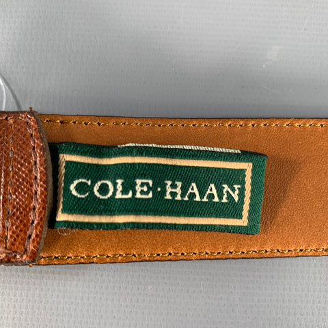 COLE HAAN Size 36 Brown Saffiano Leather Belt