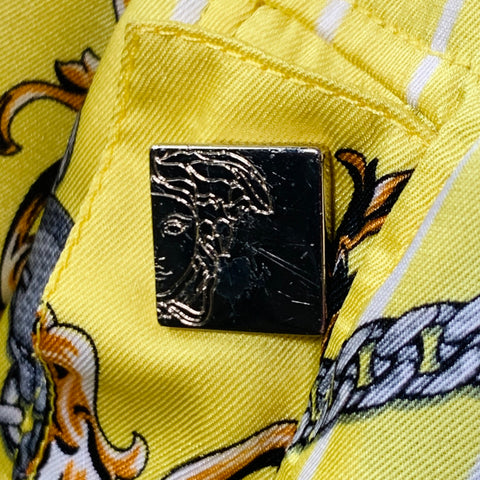 VERSACE COLLECTION Size M Yellow Black Chain Polyester Bomber Jacket