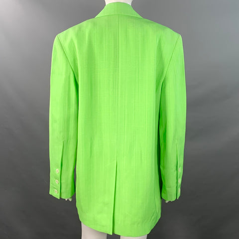 JACQUEMUS Taille S Veste blazer croisée en viscose et soie vert néon blanc Le Splash