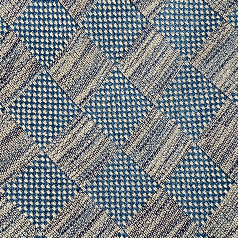 ERMENEGILDO ZEGNA Blue Checkered Silk Linen Jacquard Tie