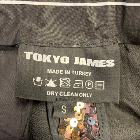 TOKYO JAMES Size 30 Silver Gold Sequined Polyester Jean Cut Dress Pants