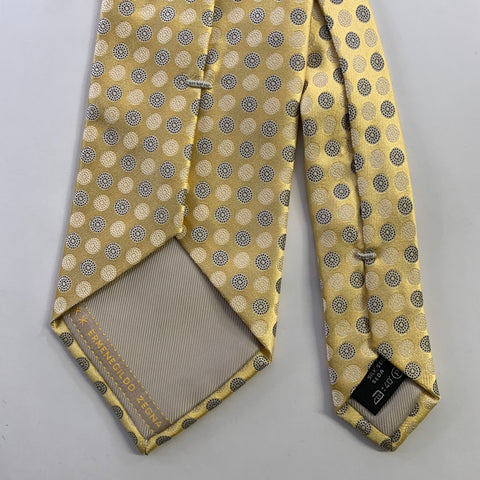 ERMENEGILDO ZEGNA Yellow Black Abstract Silk Tie