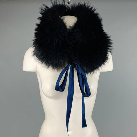 MAURIZIO PECORARO Black Blue Raccoon Fur Scarf