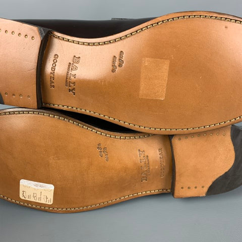 BALLY Size 9.5 Brown Blue Two Toned Leather Slip On Perry Loafers