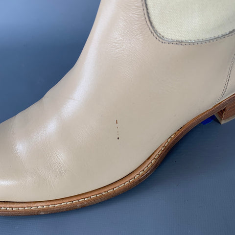 SALVATORE FERRAGAMO Bottes hautes en cuir et toile beiges Taille 8
