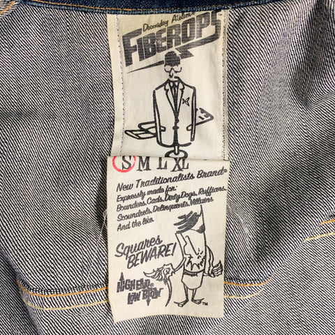FIBEROPS Size S Blue Indigo Contrast Stitch Cotton Jacket