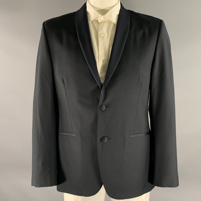 CALVIN KLEIN Size 44 Navy Wool Shawl Collar Sport Coat