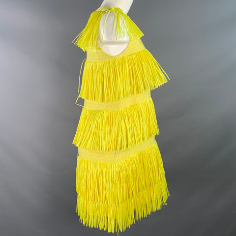 MSGM Size 4 Yellow Polyamide Blend Fringe Shift Dress