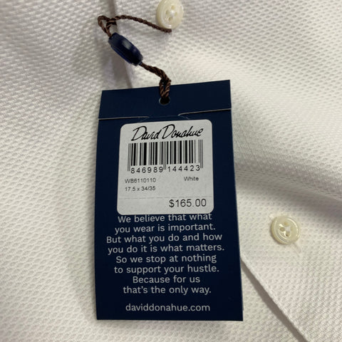 DAVID DONAHUE Size XXL White Textured Cotton French Cuffs Tuxedo Long Sleeve Shirt