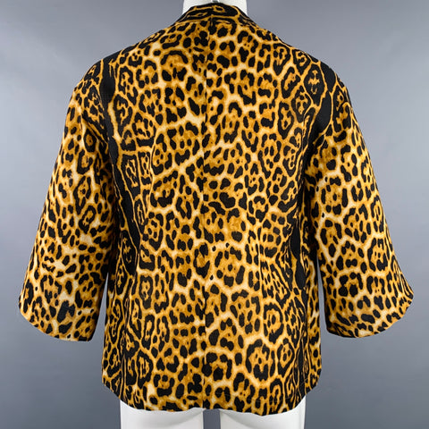 SASQUATCHfabrix Size S Black Beige Animal Print Wool Kimono Long Sleeve Shirt