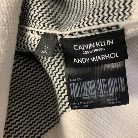CALVIN KLEIN 205W39NYC Size One Size White Black Knitted Acrylic Blend Sweater