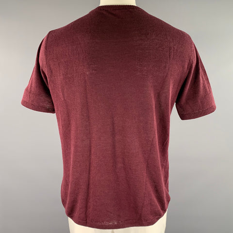 GRP Size L Burgundy Knit Linen T-shirt