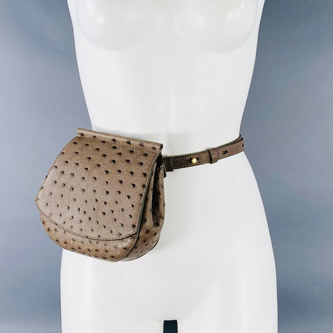 BIANCHI e NARDI Grey Gold Ostrich Convertible Cross Body Belt Bag