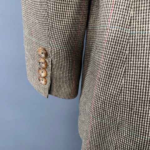 THE HOUND Size 42 Brown Cream Houndstooth Single Breasted Sport Coat