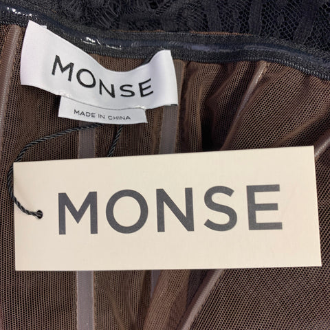 MONSE Size 2 Black Brown Nylon Cotton Corset Mini Cocktail Dress
