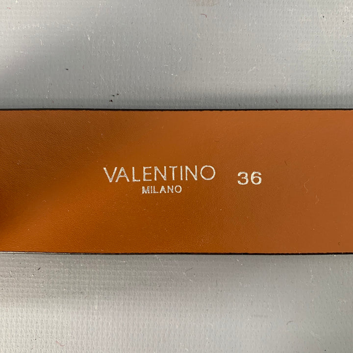 MARIO VALENTINO Size 36 Brown Gunmetal Monogram Leather Belt
