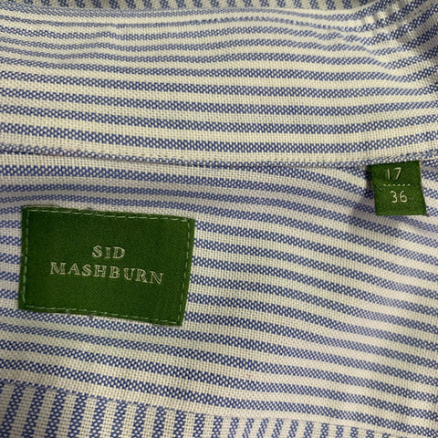 SID MASHBURN Size L Blue White Stripe Cotton Oxford Long Sleeve Shirt