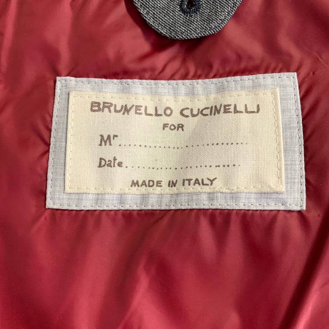 BRUNELLO CUCINELLI Size XL Grey Heather Wool Padded Buttoned Vest