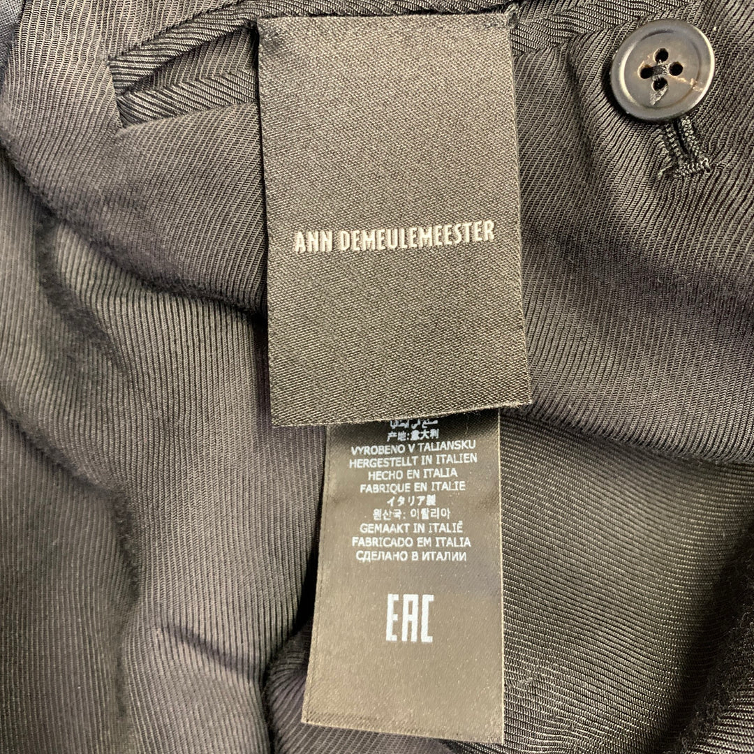 ANN DEMEULEMEESTER Size 44 Black Twill Viscose Virgin Wool Sport Coat
