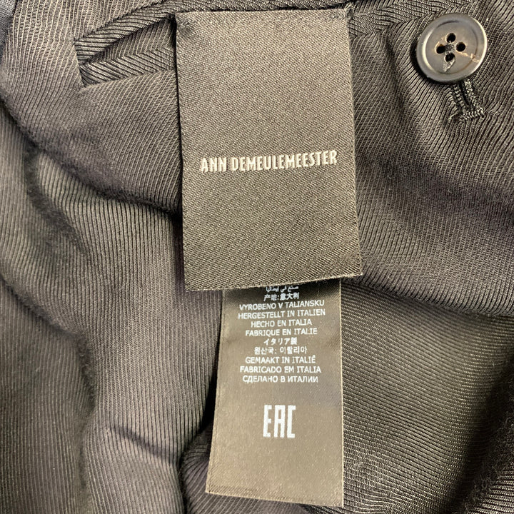ANN DEMEULEMEESTER Size 44 Black Twill Viscose Virgin Wool Sport Coat