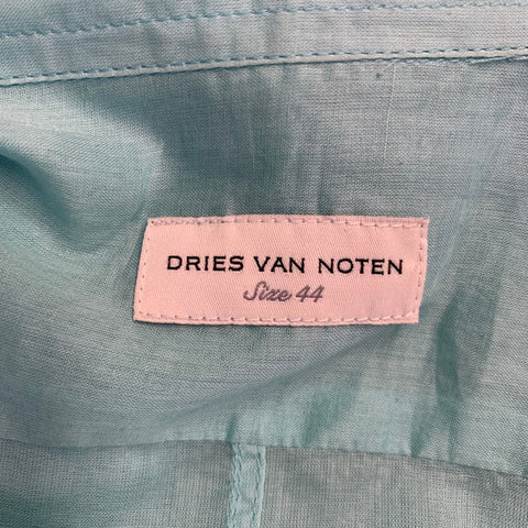 DRIES VAN NOTEN Size XS Blue Turquoise One Pocket Short Sleeve Shirt