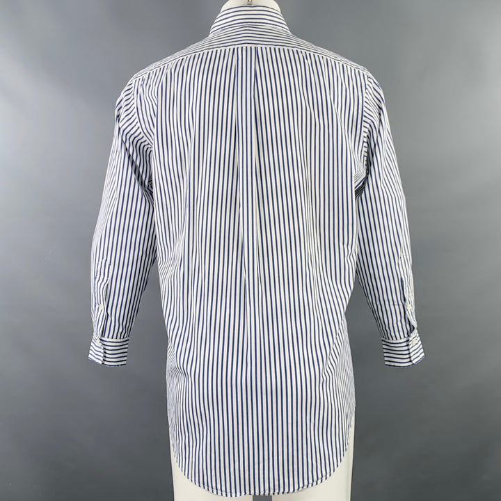 POLO by RALPH LAUREN Size M White Navy Stripe Cotton Long Sleeve Shirt