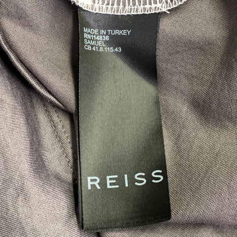 REISS Size S Samuel White Tan Brown Color Block Cotton Jersey Zip Up Polo