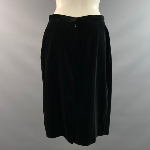 AKRIS Size 8 Black Cotton Pencil Knee Length Skirt