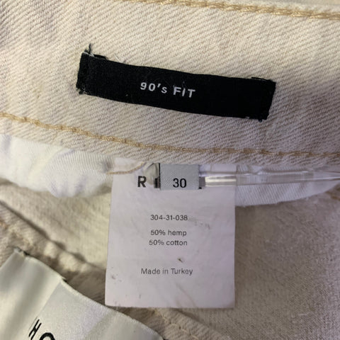RÓHE Size 30 Cream Tan Hemp Cotton Button Fly Jeans