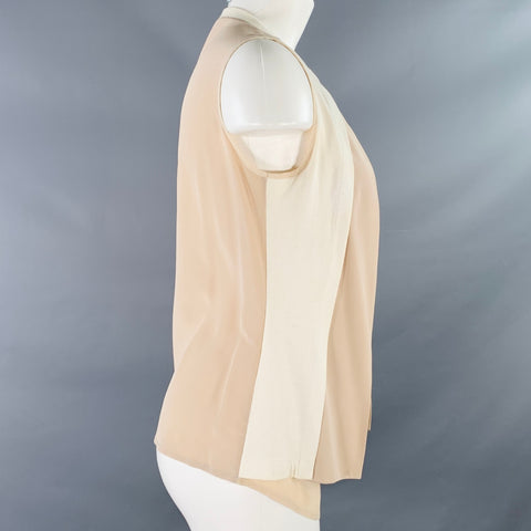 FABIANA FILIPPI Size S Beige Cream Cotton Blend Color Block Layered Sleeveless Casual Top