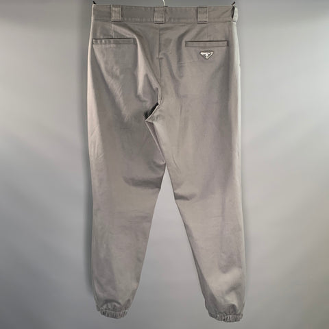 PRADA Size 36 Grey Cotton Elastane Zip Fly Casual Pants