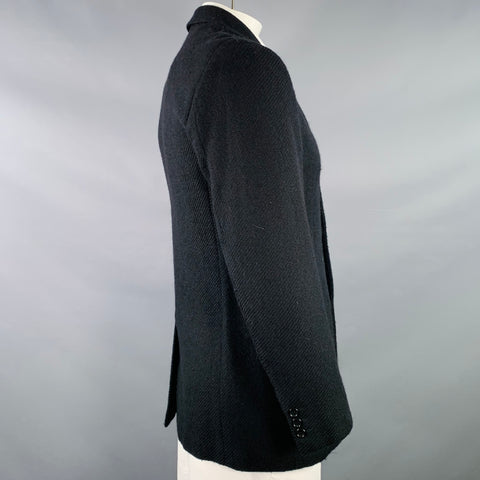 BILLY BLUE Size 42 Black Woven Virgin Wool Twill Single Breasted Sport Coat