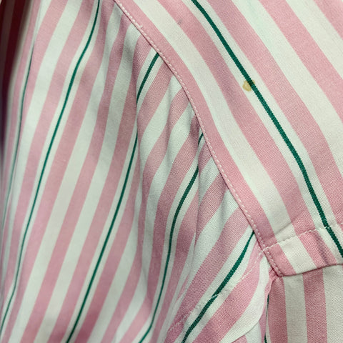TURNBULL & ASSER Vintage Size L Pink White Stripe Cotton French Cuff Long Sleeve Shirt