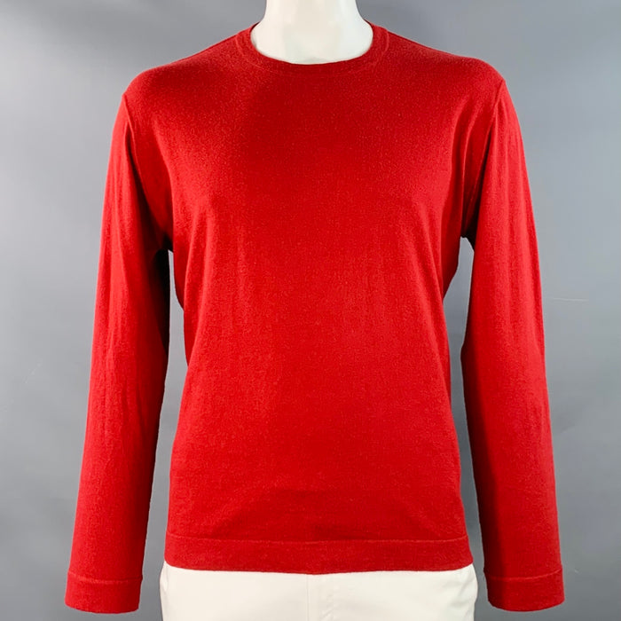Z ZEGNA Size L Red Cotton Cashmere Crew Neck Pullover