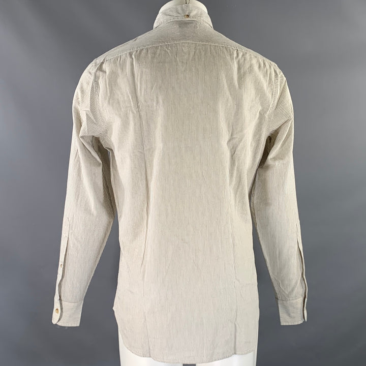 TAYLOR STITCH Size M White Navy Stripe Cotton Button Down Long Sleeve Shirt